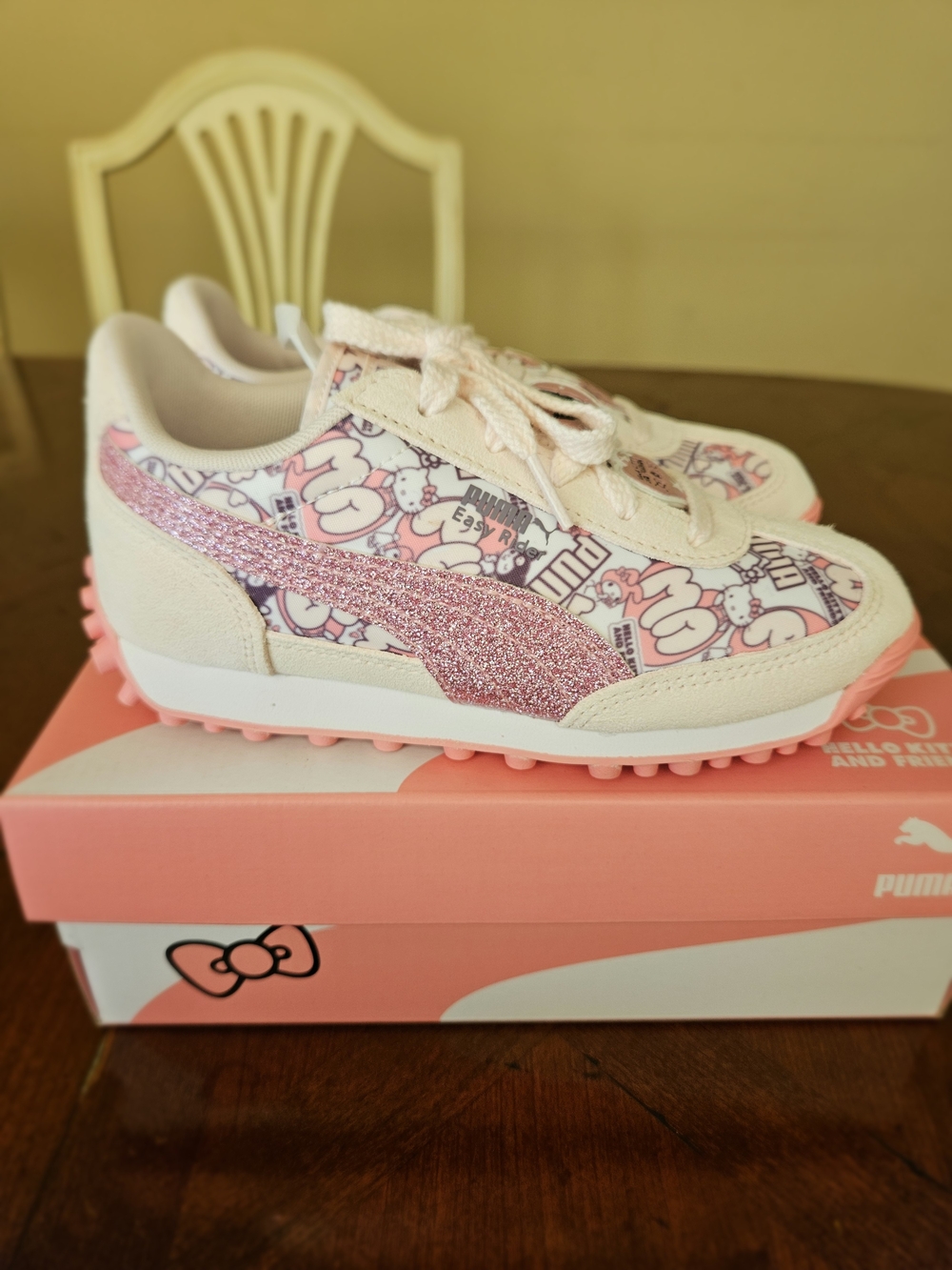 Puma Kids Pink Glitter Hello Kitty Accent Sneakers, Little Kids